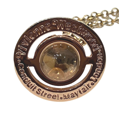 Orb Pendant Necklace Gold with Rhinestone