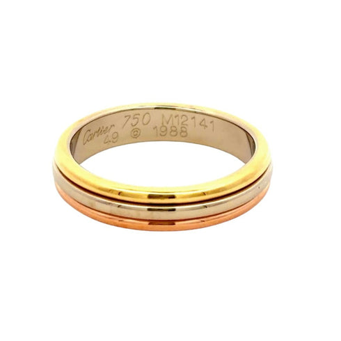 Vendome Louis Cartier Band Ring 18K Tricolor Gold