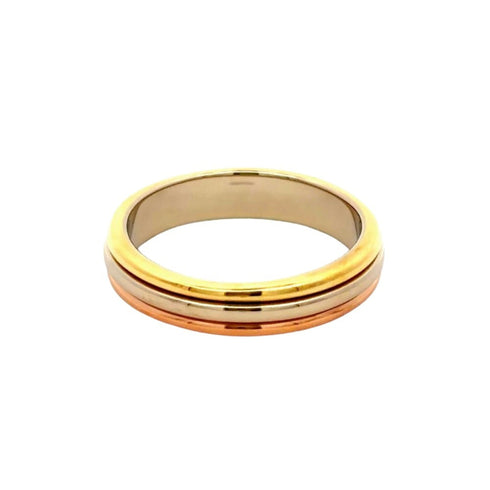 Vendome Louis Cartier Band Ring 18K Tricolor Gold