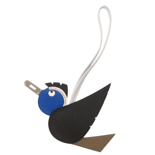 Birdy Charm Epsom Leather and Swift Leather Black and Blue Hydra Handbag Charm