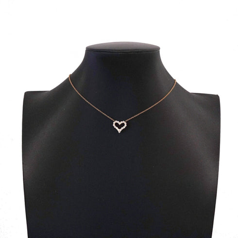 Sentimental Heart Pendant Necklace 18K Rose Gold with Diamond