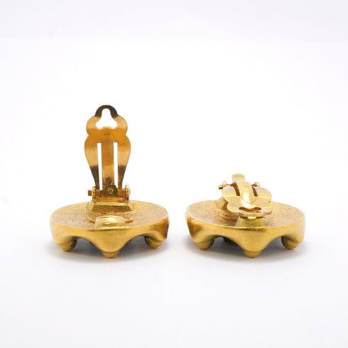 CC Logo Circle Clip-On Earrings Metal Gold-Tone Metal
