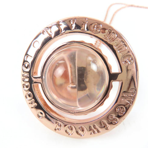 Orb Pendant Necklace Rhinestone Rose Pink