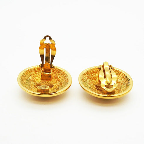 CC Logo Circle Clip-On Earrings Metal Gold-Tone Metal