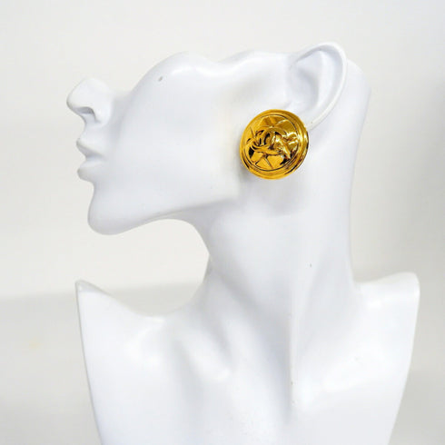 CC Logo Circle Clip-On Earrings Metal Gold-Tone Metal