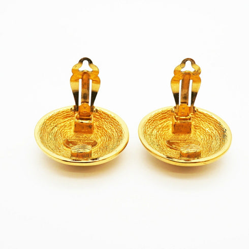 CC Logo Circle Clip-On Earrings Metal Gold-Tone Metal