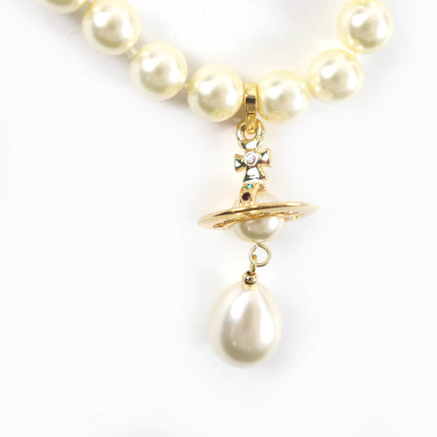 Choker Necklace Gold With Pearl Drop Orb