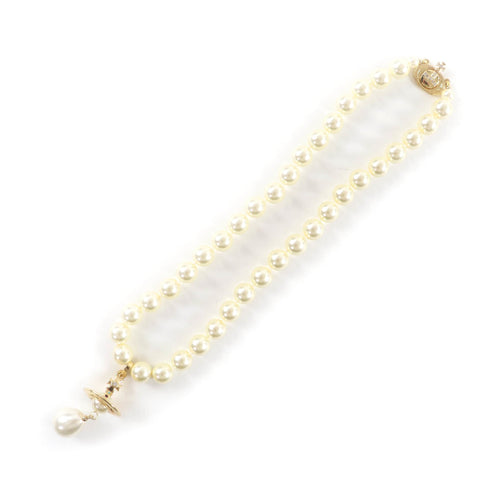 Choker Necklace Gold With Pearl Drop Orb
