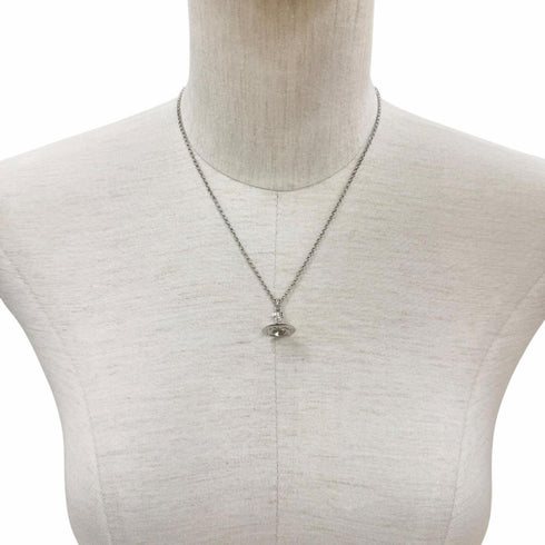 Orb Pendant Necklace Sterling Silver Small with Rhinestone
