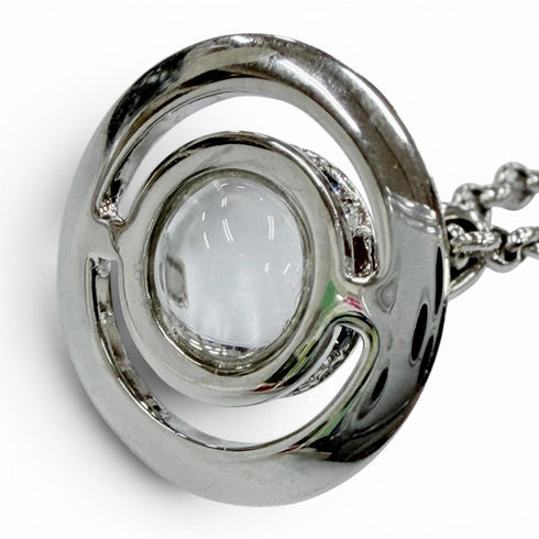 Orb Pendant Necklace Sterling Silver Small with Rhinestone