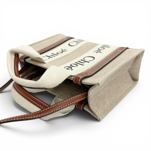 Woody Tote Canvas with Leather Small