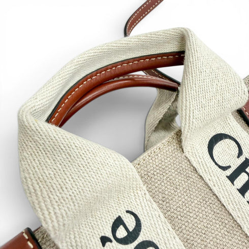 Woody Tote Canvas with Leather Small