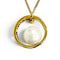 Faux Pearl Chain Pendant Necklace Gold