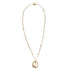 Faux Pearl Chain Pendant Necklace Gold