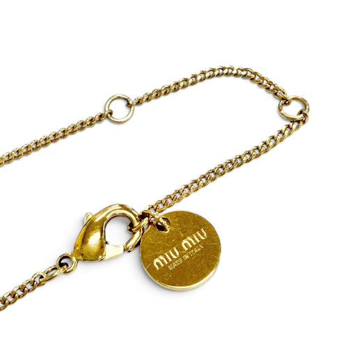 Faux Pearl Chain Pendant Necklace Gold