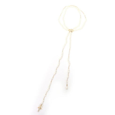 Broken Pearl Rhinestone Pendant Necklace Gold
