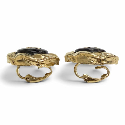 CC Logo Clip-On Earrings Gold-Tone Metal Gold-Tone Metal