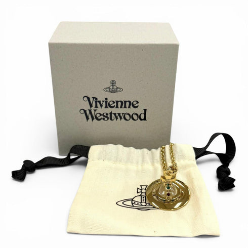 Tiny Orb Pendant Necklace Gold with Rhinestone