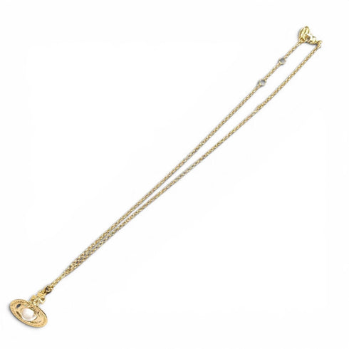 Tiny Orb Pendant Necklace Gold with Rhinestone
