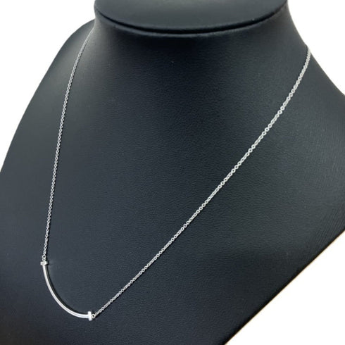 T Smile Pendant Necklace 18K White Gold