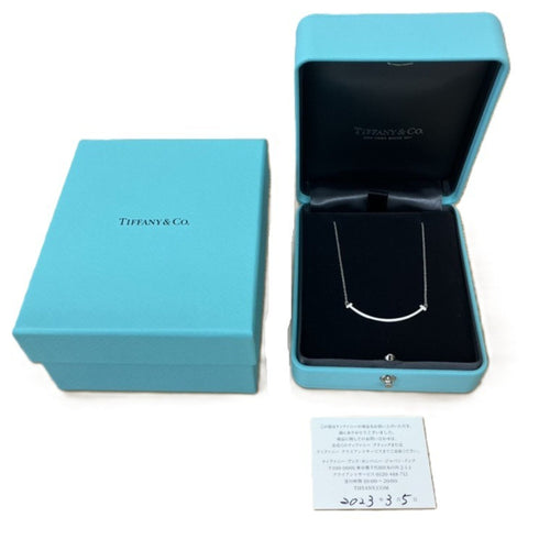 T Smile Pendant Necklace 18K White Gold