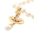 Necklace Gold With Artificial Pearl And Rhinestone