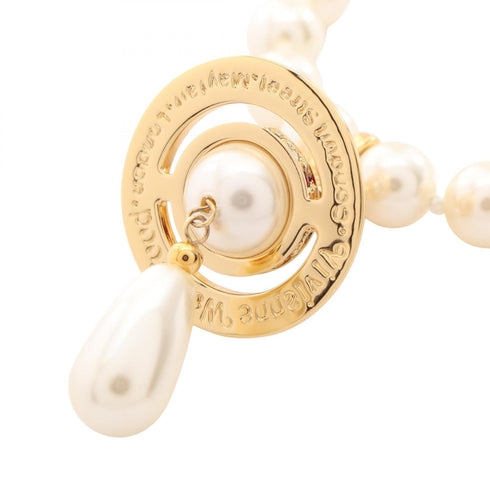 Necklace Gold With Artificial Pearl And Rhinestone