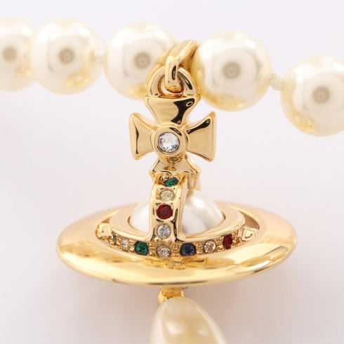 Necklace Gold With Artificial Pearl And Rhinestone