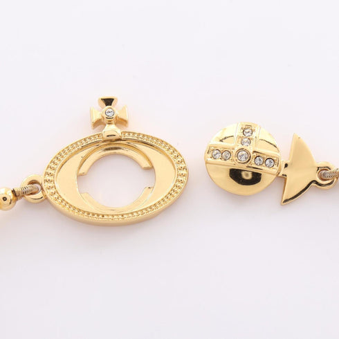 Necklace Gold With Artificial Pearl And Rhinestone