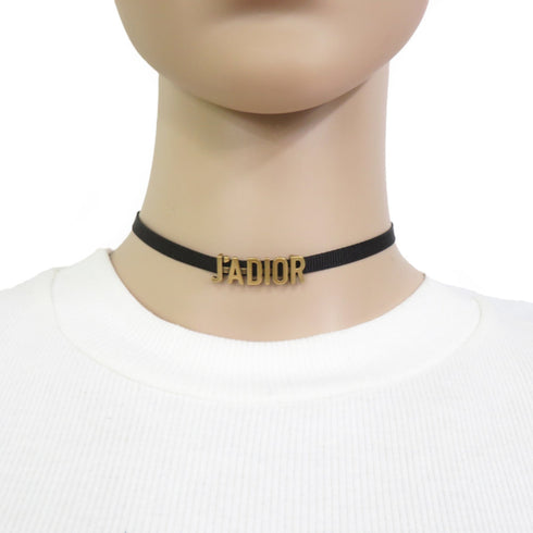 Choker Necklace Metal Black and Gold
