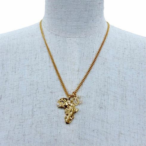 CC Logo Pendant Necklace Gold-Tone Metal