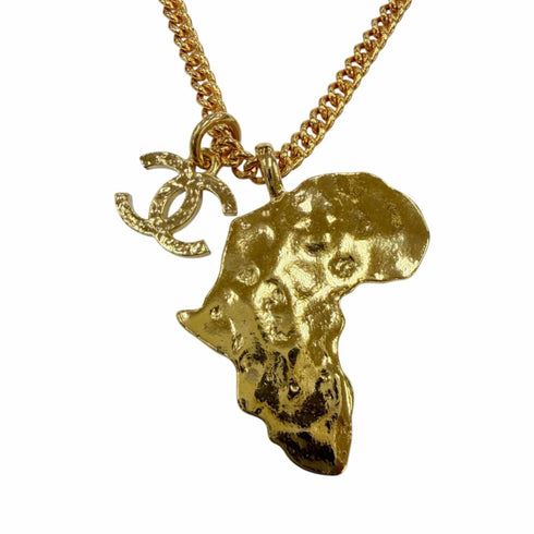 CC Logo Pendant Necklace Gold-Tone Metal