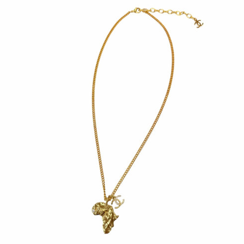 CC Logo Pendant Necklace Gold-Tone Metal
