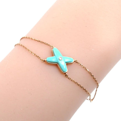 Bracelet 18K Rose Gold with Diamond and Turquoise