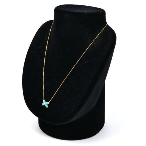 Pendant Necklace 18K Rose Gold with Diamond and Turquoise