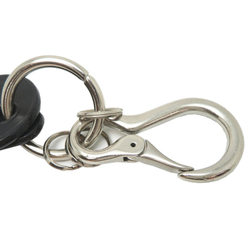 Key and Heart Charm Leather and Metal Black Handbag Charm