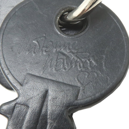 Key and Heart Charm Leather and Metal Black Handbag Charm