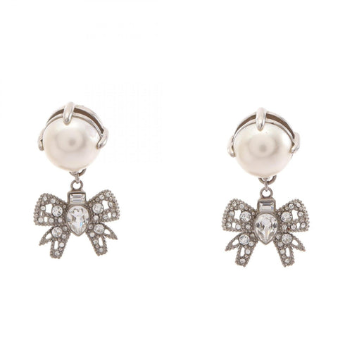 Pearl Earrings Metal and Rhinestone