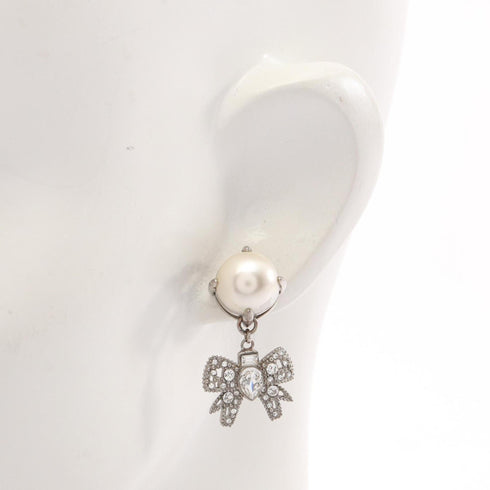 Pearl Earrings Metal and Rhinestone