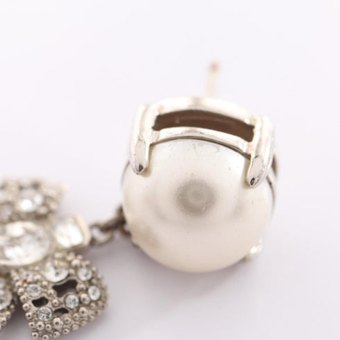 Pearl Earrings Metal and Rhinestone