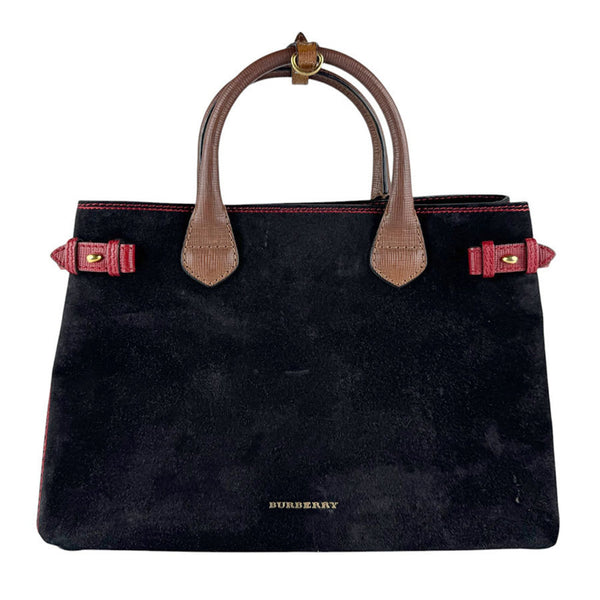 Banner Tote Leather and House Check Canvas Medium