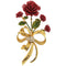 Rose Flower Brooch Metal Green and Red