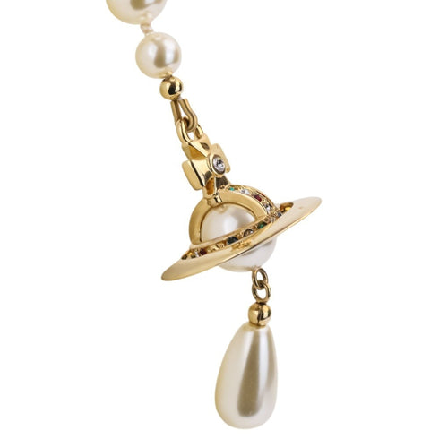 Orb Broken Pearl Pendant Necklace Gold