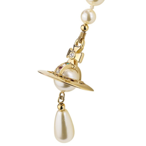Orb Broken Pearl Pendant Necklace Gold