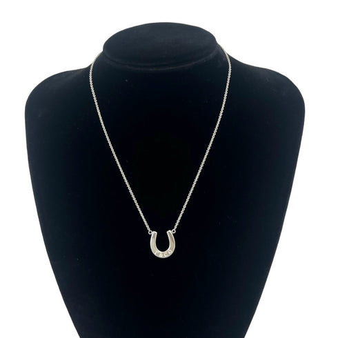 Vintage Horseshoe Pendant Necklace Sterling Silver