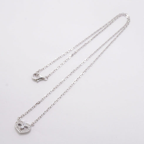 C Heart Pendant Necklace 18K White Gold with Diamonds