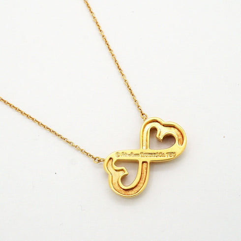 Double Loving Heart Pendant Necklace 18K Yellow Gold