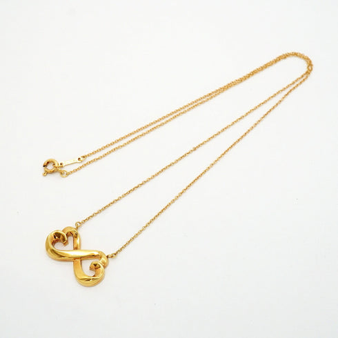 Double Loving Heart Pendant Necklace 18K Yellow Gold