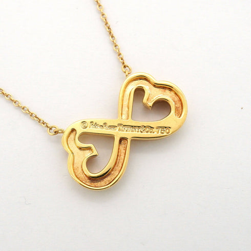 Double Loving Heart Pendant Necklace 18K Yellow Gold