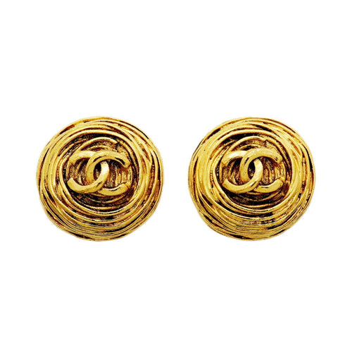 CC Logo Circle Clip-On Earrings Metal Gold-Tone Metal